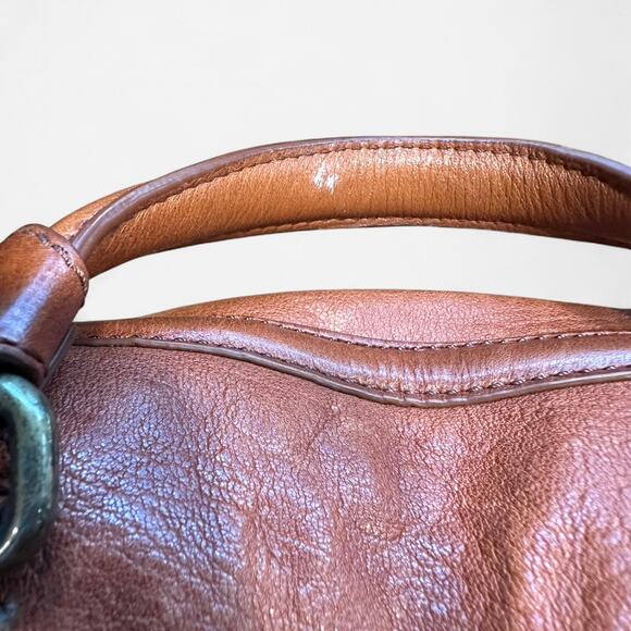 Olivia Heather Genuine Leather Satchel Bag Cognac Brown - Picture 6 of 11
